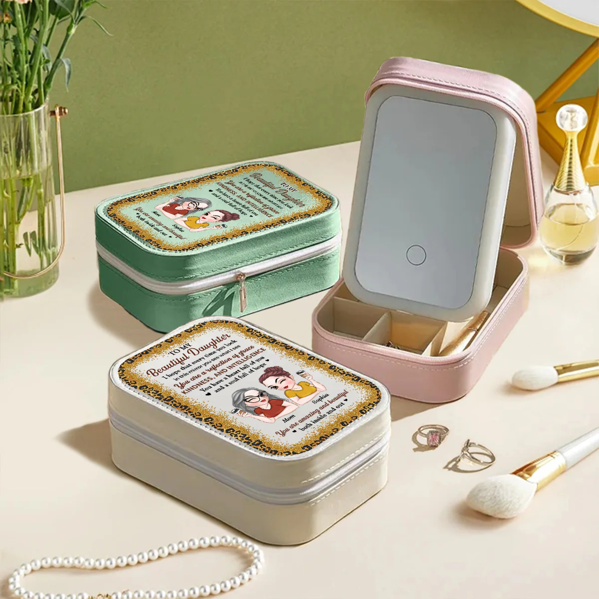 Petal Spirit - Personalized Custom Jewelry Box With LED Mirror - Image 4