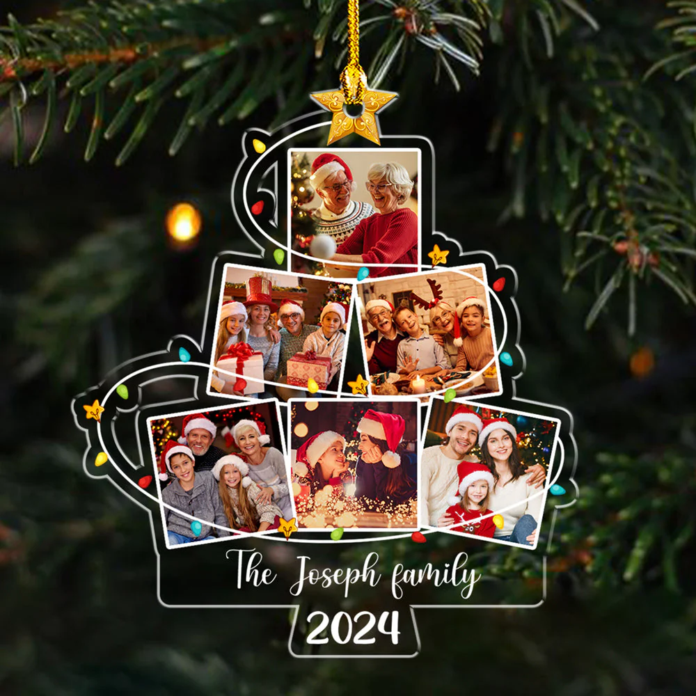 Photo Family Christmas Tree 2 - Personalized Custom Acrylic Ornament - Image 2