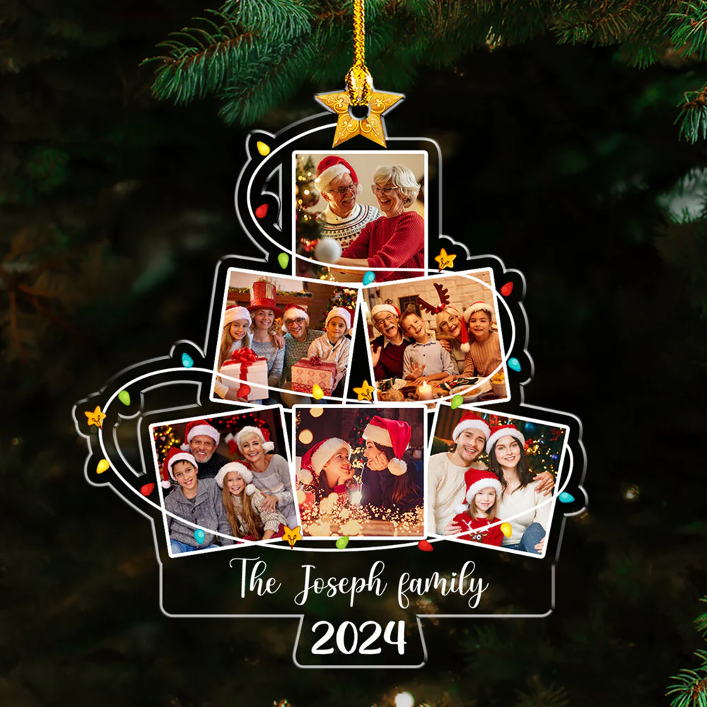 Photo Family Christmas Tree 2 - Personalized Custom Acrylic Ornament - Image 4