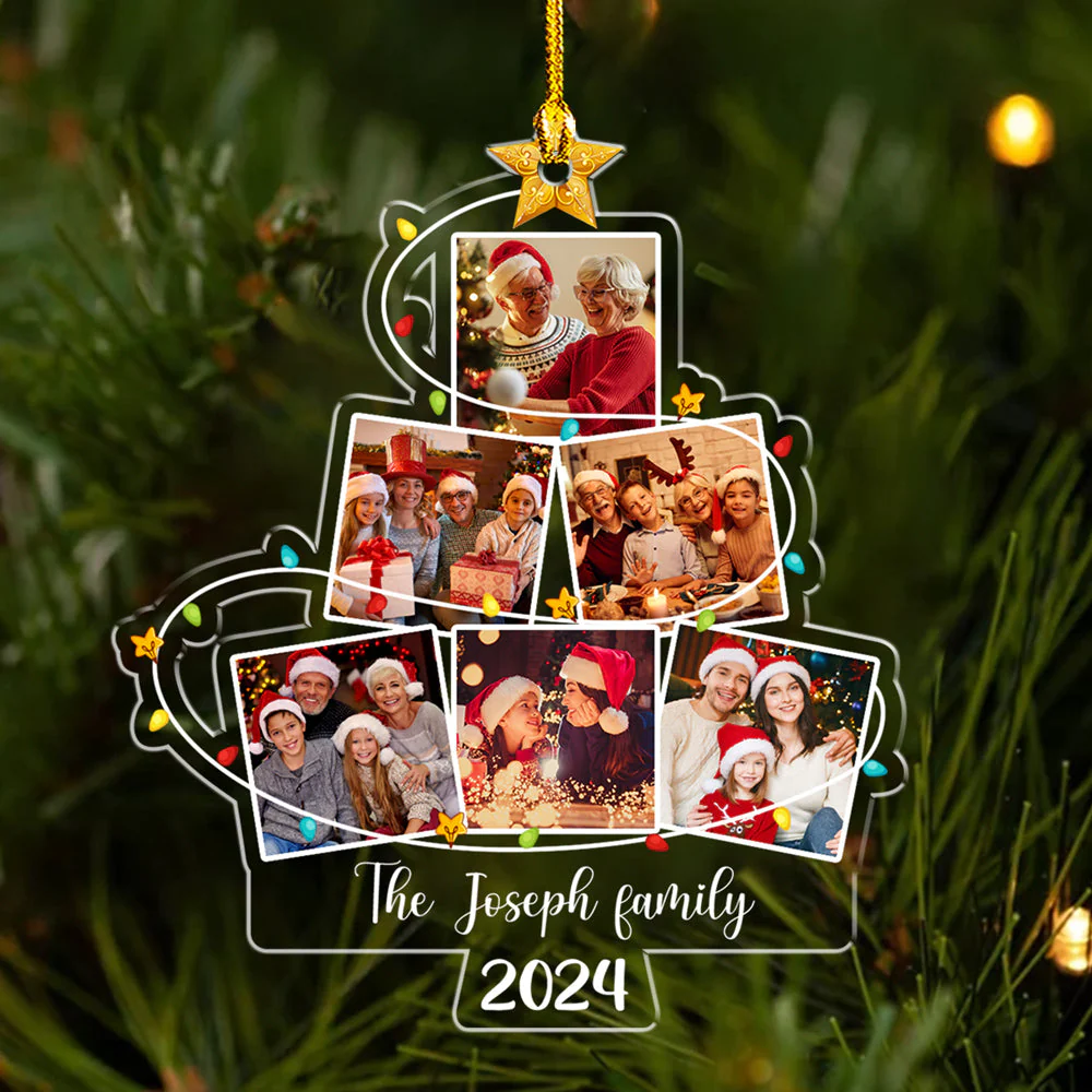 Photo Family Christmas Tree 2 - Personalized Custom Acrylic Ornament - Image 5