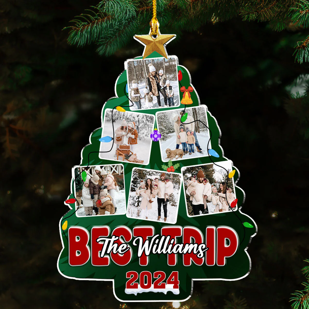 Photo Family Christmas Tree - Personalized Custom Acrylic Ornament - Image 2