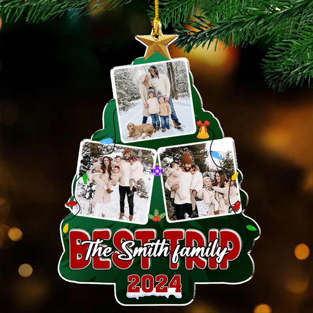 Photo Family Christmas Tree - Personalized Custom Acrylic Ornament - Image 4