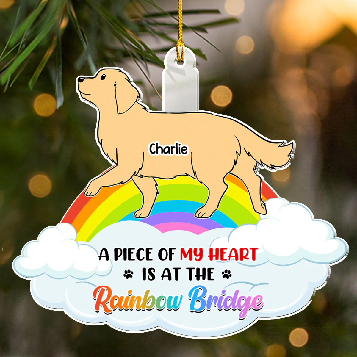 Piece Of Dog Mom - Personalized Custom Acrylic Ornament - Image 4