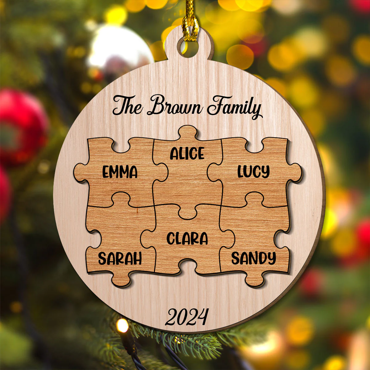 Piece Of Family - Personalized Custom Freeshape 2-Layered Wood Ornament - Image 4