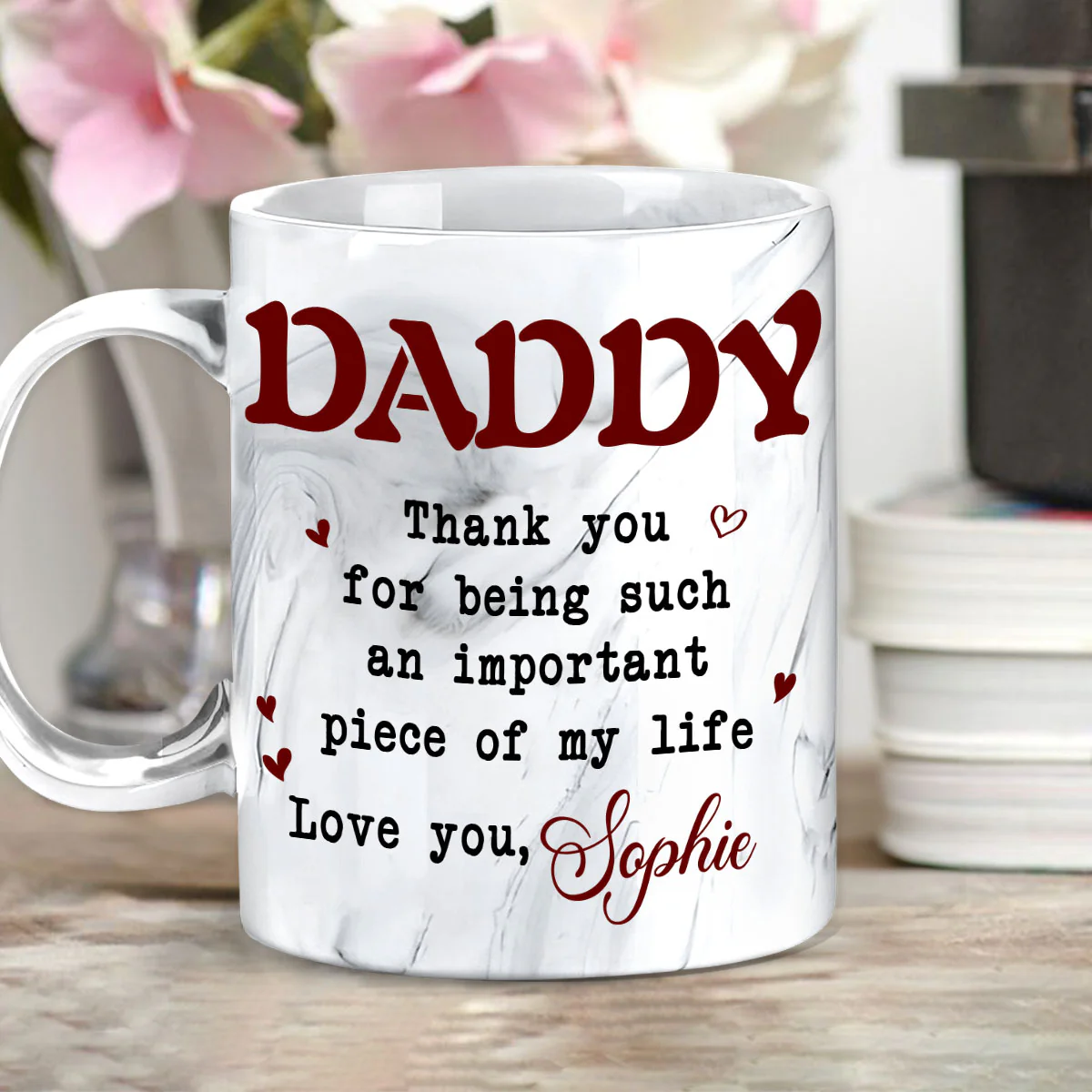Piece Of My Life - Personalized Custom Grey Marble Mug - Image 2