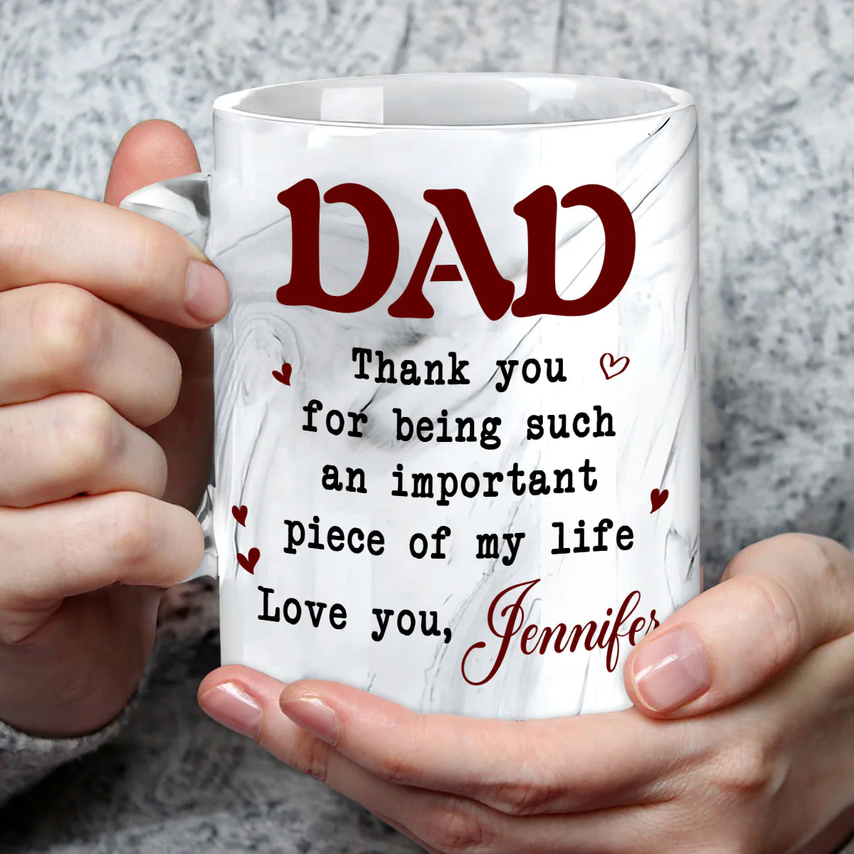 Piece Of My Life - Personalized Custom Grey Marble Mug - Image 3