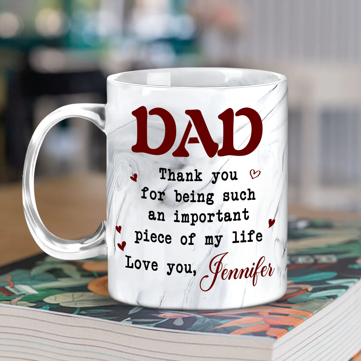 Piece Of My Life - Personalized Custom Grey Marble Mug - Image 5