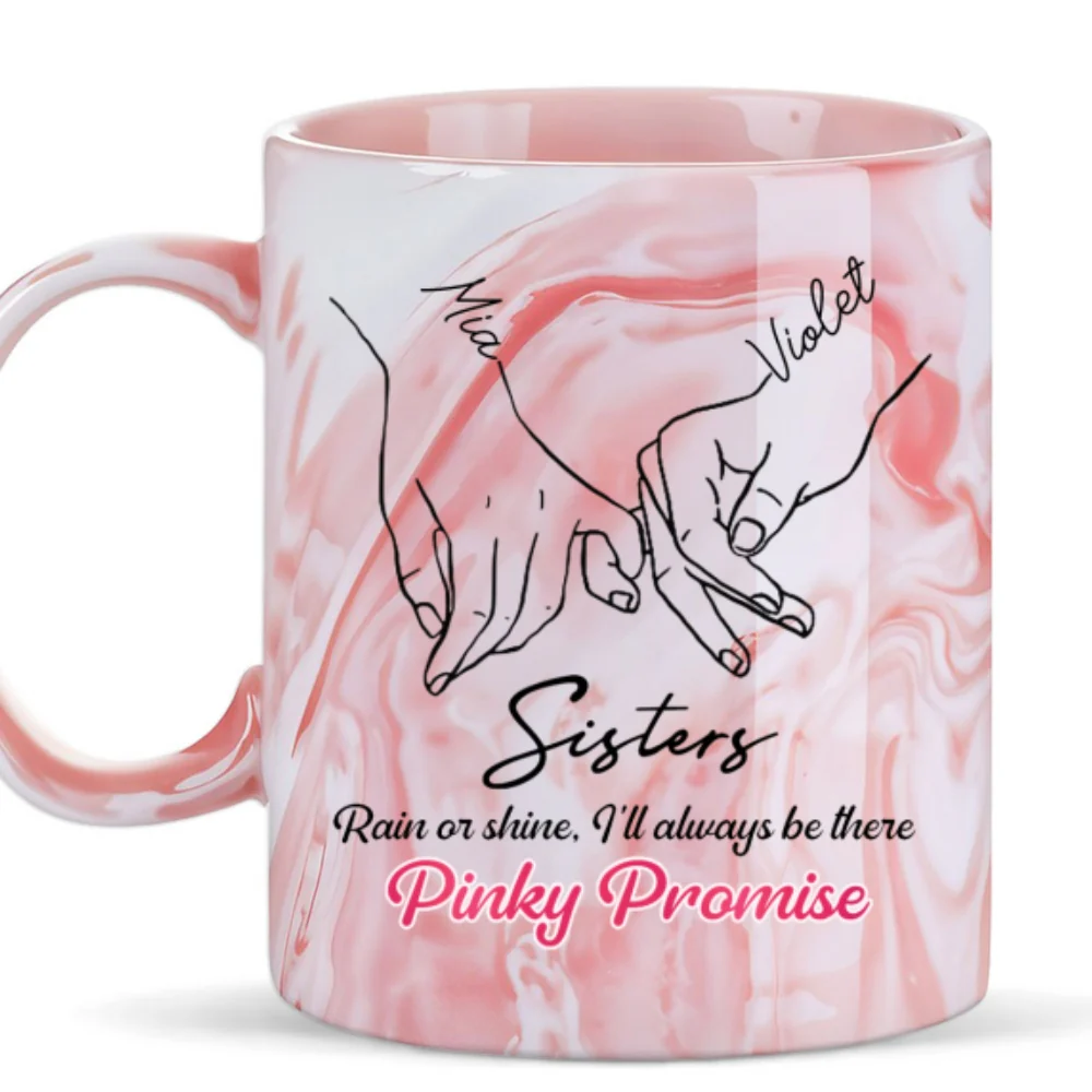 Pinky Promise - Personalized Custom Pink Marble Mug - Image 5