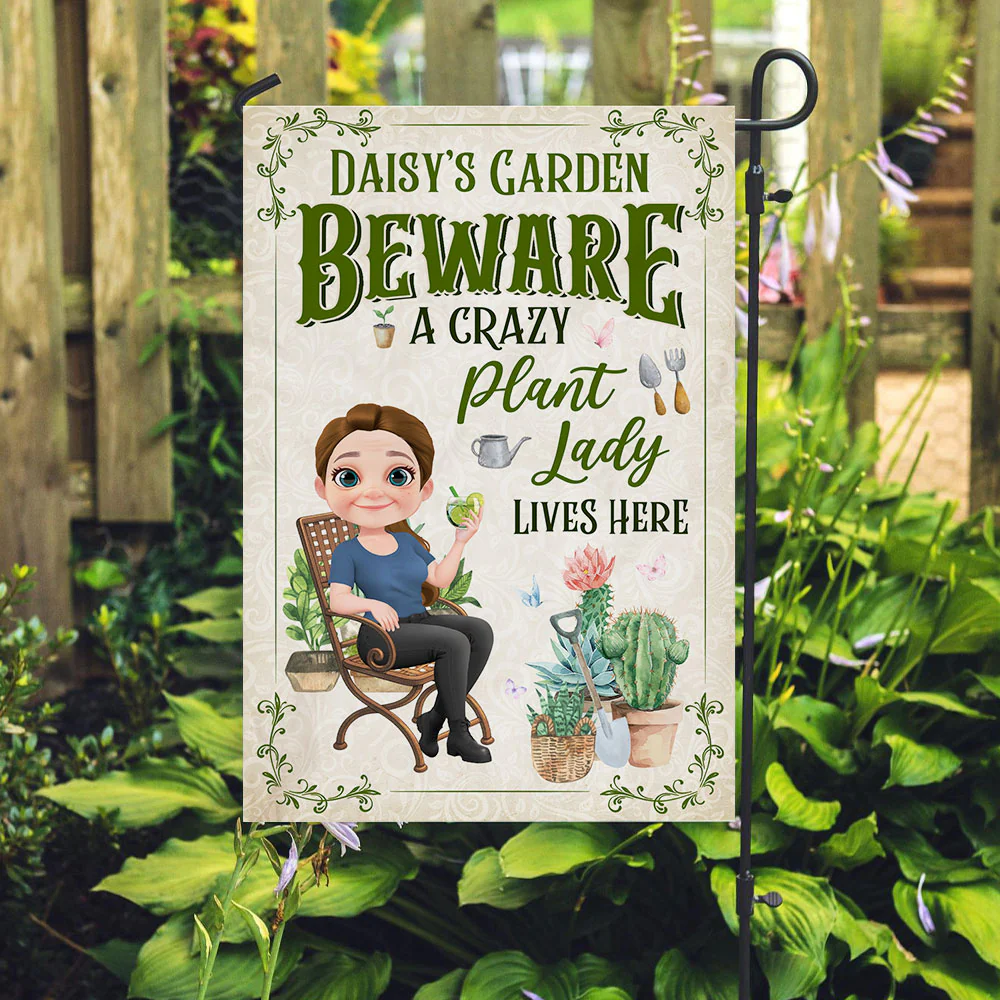 Plant Lady Lives Here - Personalized Custom Flag - Image 2