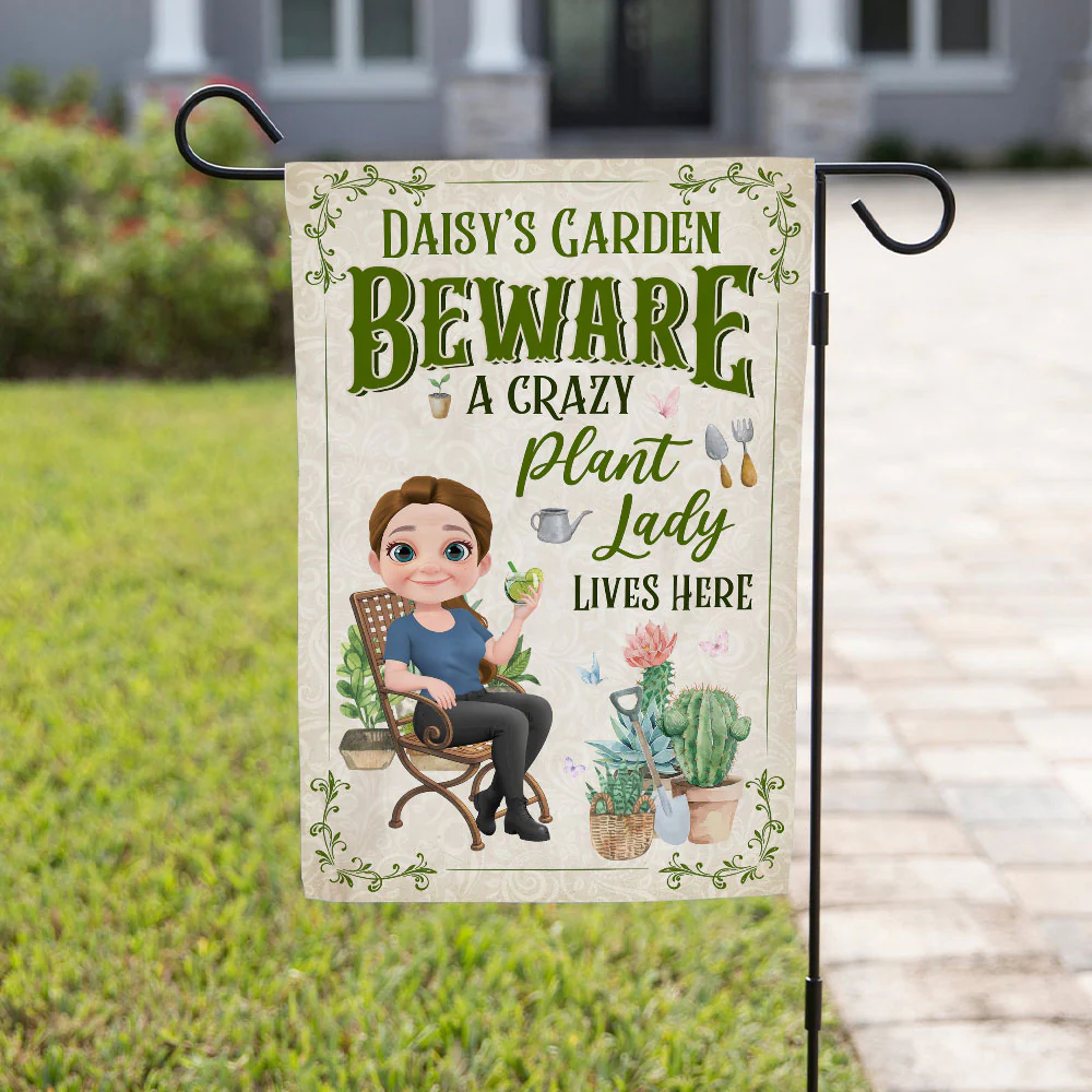 Plant Lady Lives Here - Personalized Custom Flag - Image 4