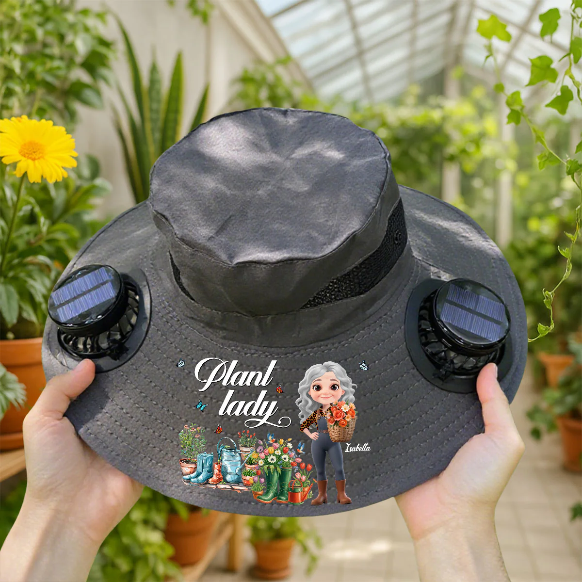 Plant Lady - Personalized Custom Solar Fan Hat - Image 3