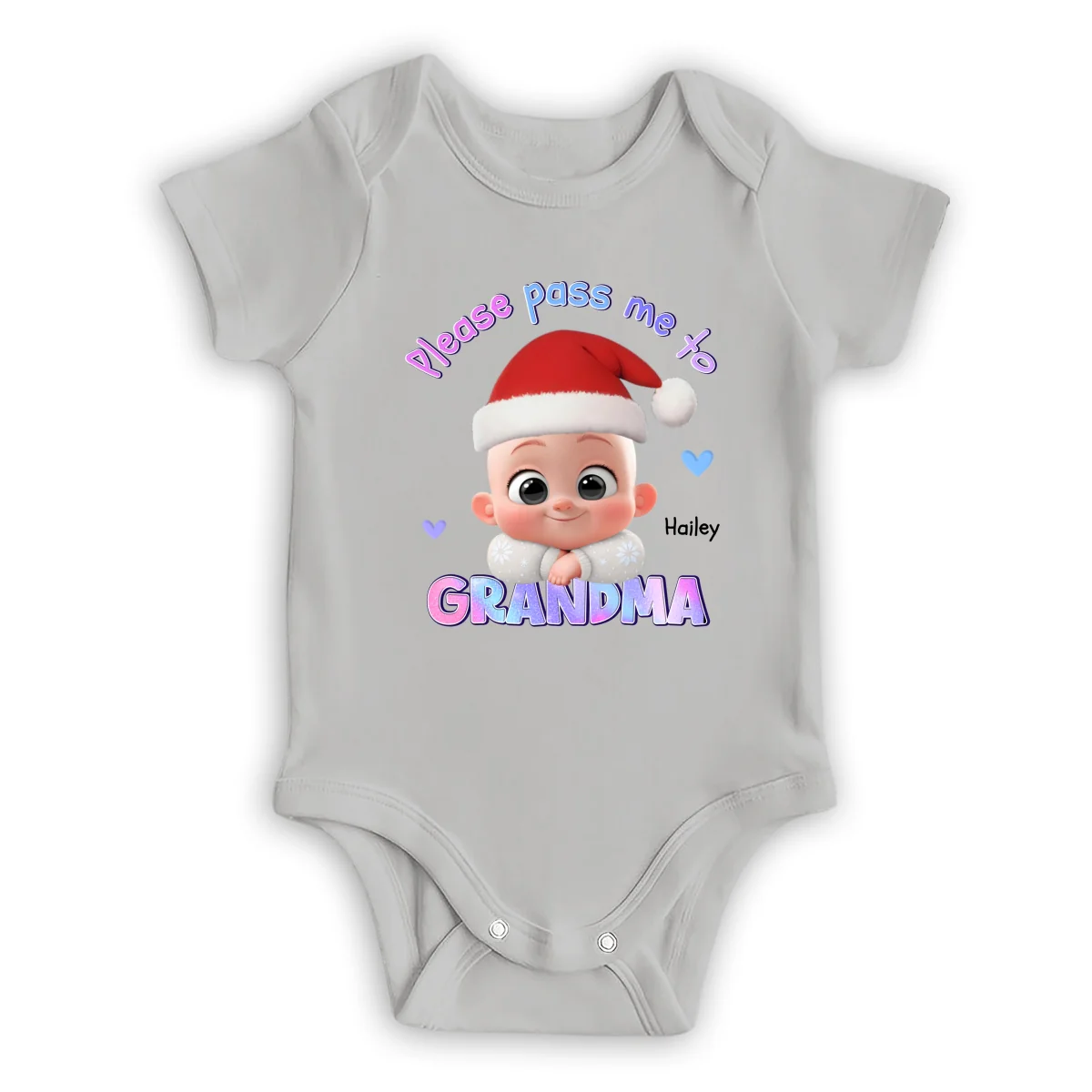 Please Pass Me To Grandma - Personalized Custom Long Sleeve Baby OnesieĀ - Image 7