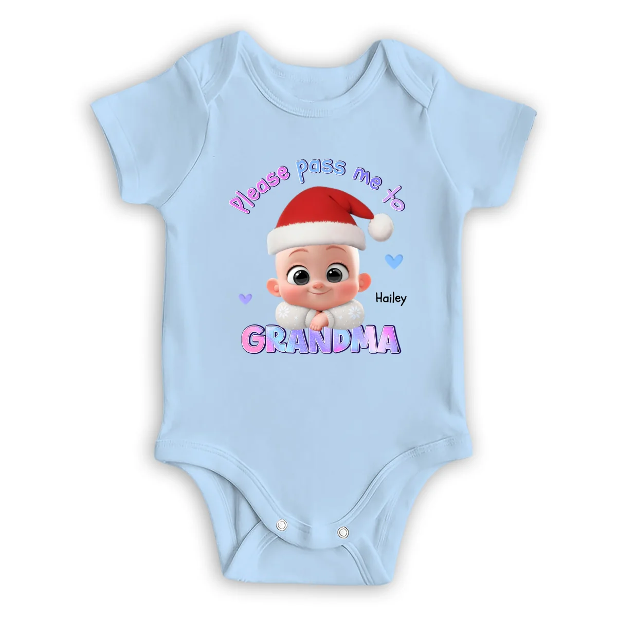 Please Pass Me To Grandma - Personalized Custom Long Sleeve Baby OnesieĀ - Image 8