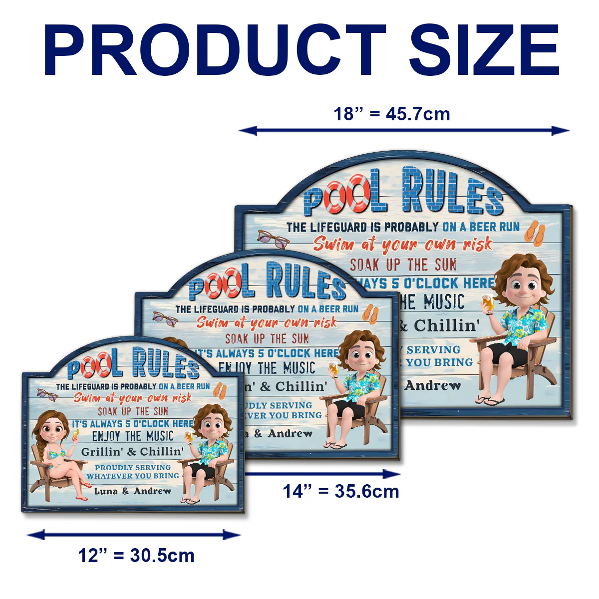 Pool Rules Swim At Your Own Risk Grilling Family - Personalized Custom Wood Sign - Image 6