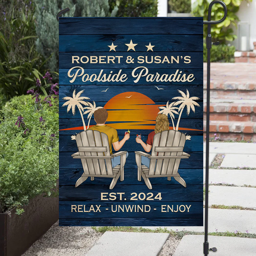 Poolside Paradise - Personalized Custom Flag - Image 2