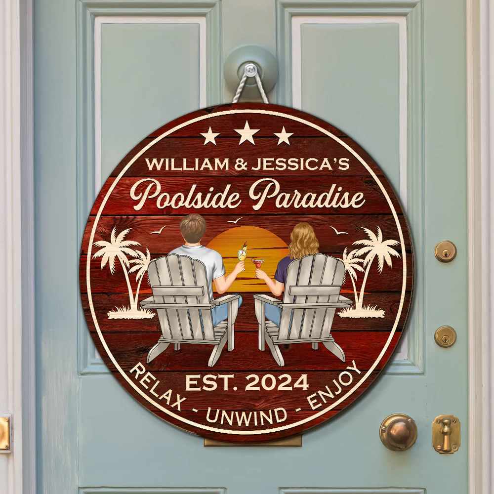 Poolside Paradise - Personalized Custom Wood Sign - Image 3