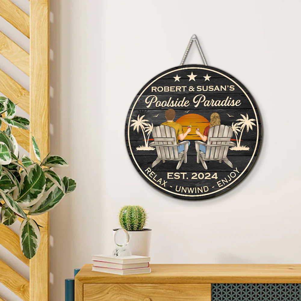 Poolside Paradise - Personalized Custom Wood Sign - Image 4