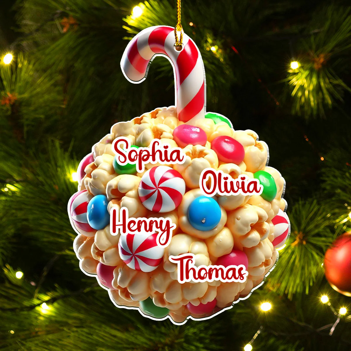 Popcorn Ball Custom Family Name - Personalized Custom Acrylic Ornament