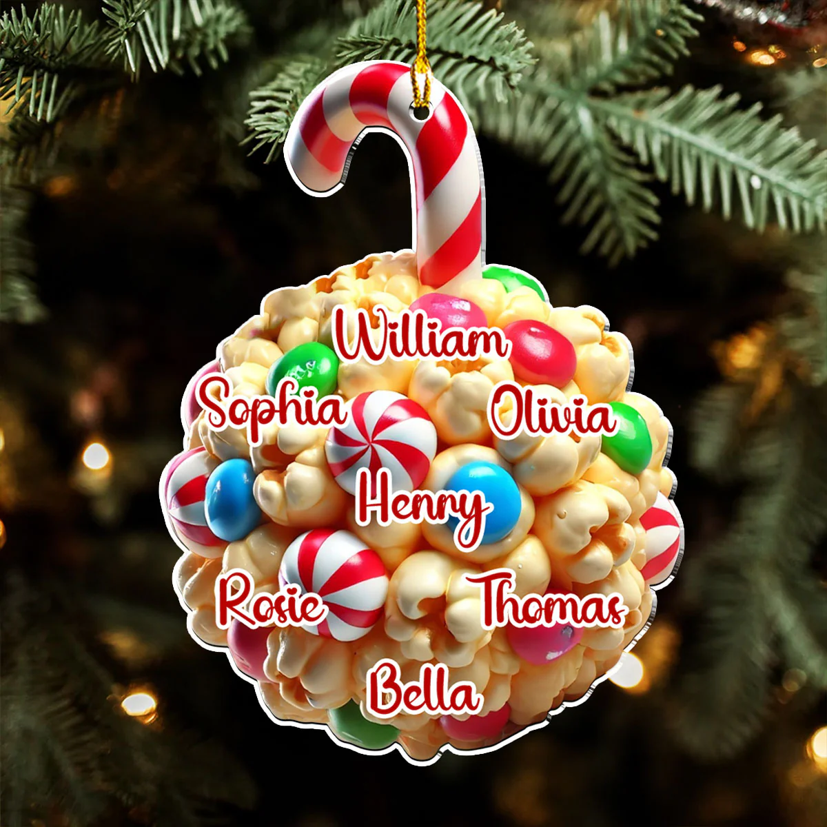 Popcorn Ball Custom Family Name - Personalized Custom Acrylic Ornament - Image 3