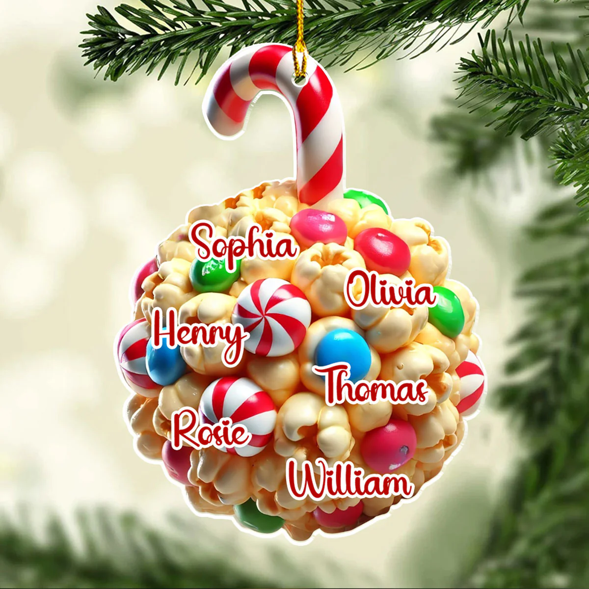 Popcorn Ball Custom Family Name - Personalized Custom Acrylic Ornament - Image 4