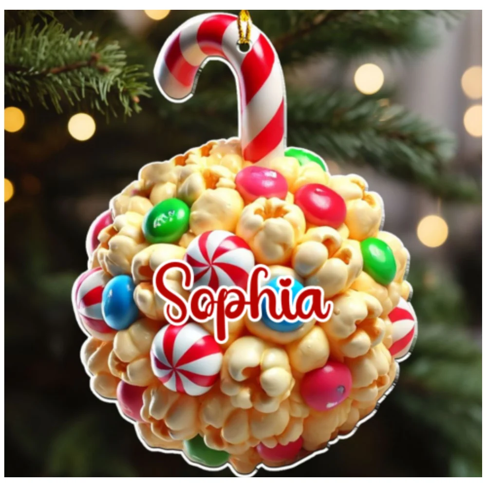 Popcorn Ball Custom Family Name - Personalized Custom Acrylic Ornament - Image 5