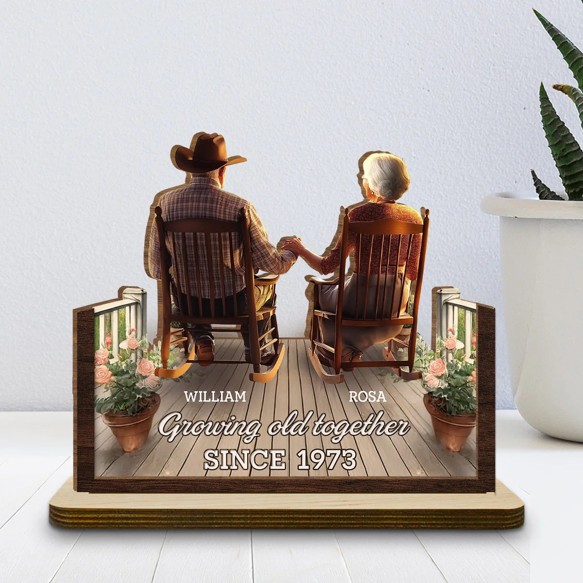 Porchside Bliss - Personalized Custom 2-Layer Wood Plaque With Flat Base - Image 2