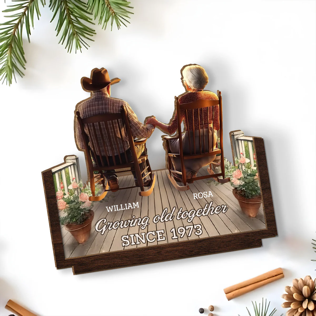 Porchside Bliss - Personalized Custom 2-Layer Wood Plaque With Flat Base - Image 5