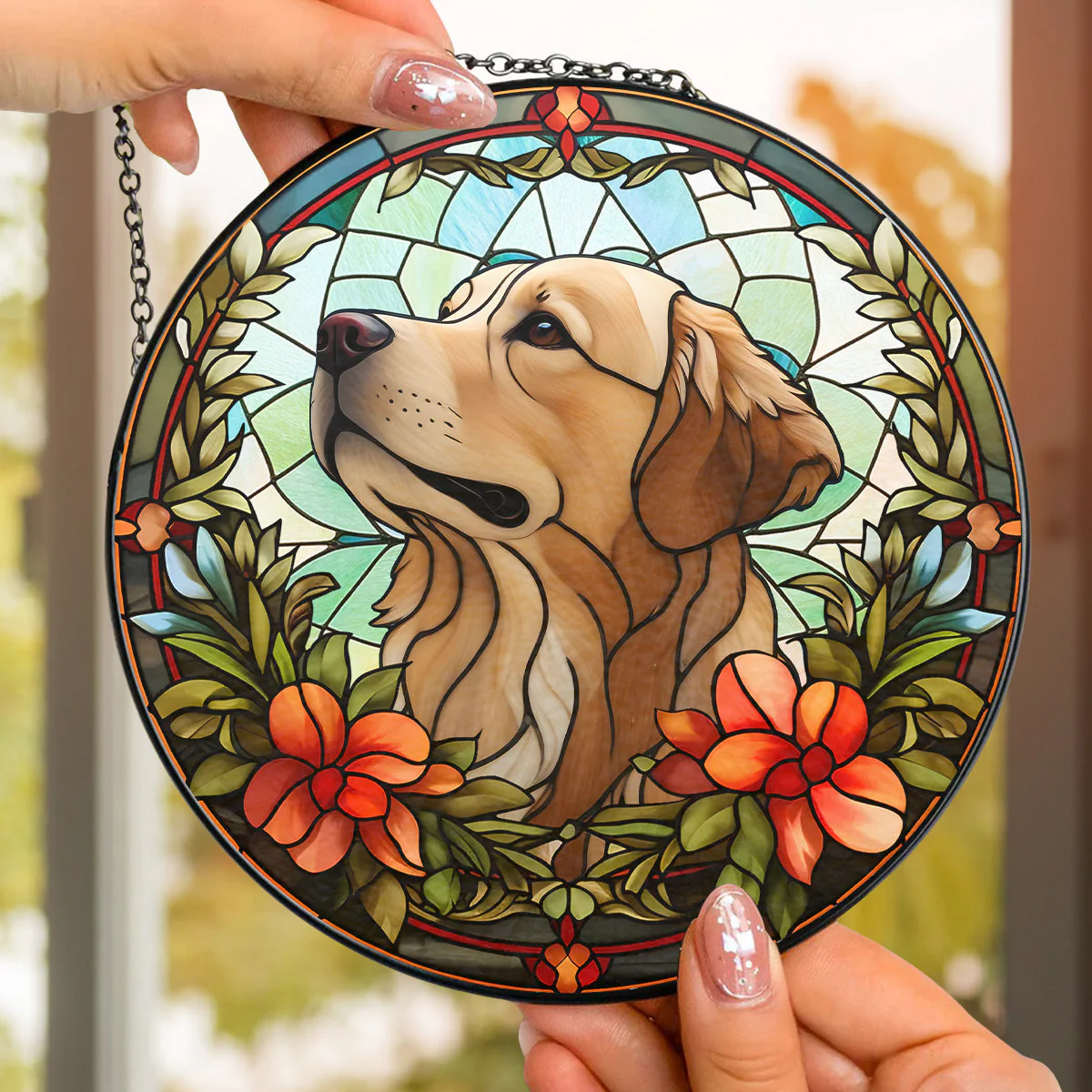 Portrait Lovely Dog - Personalized Custom Window Hanging Suncatcher - Image 2