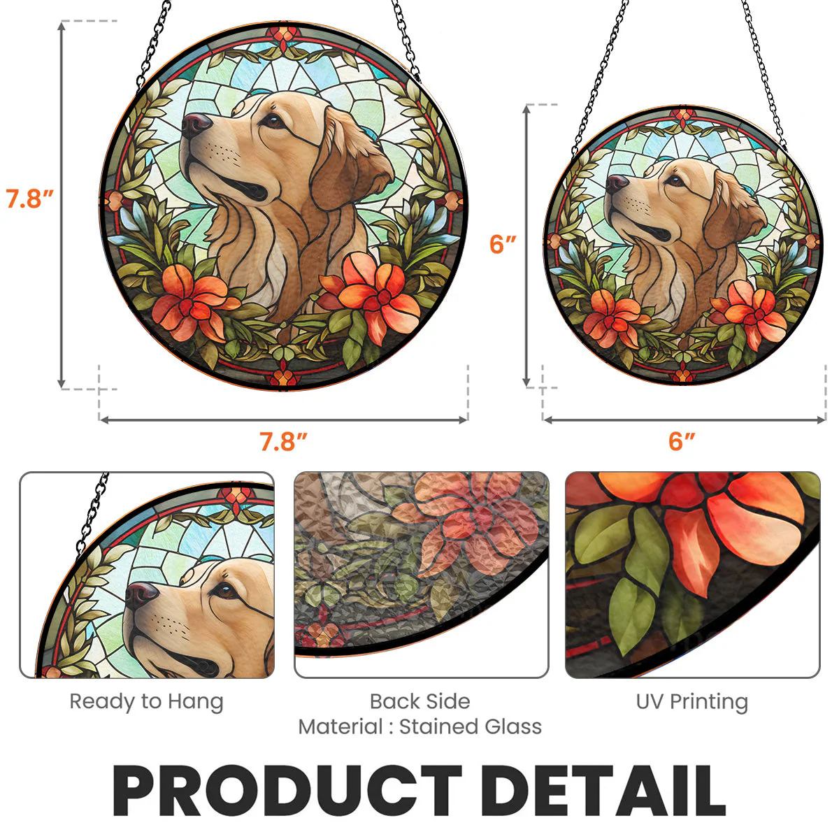 Portrait Lovely Dog - Personalized Custom Window Hanging Suncatcher - Image 3