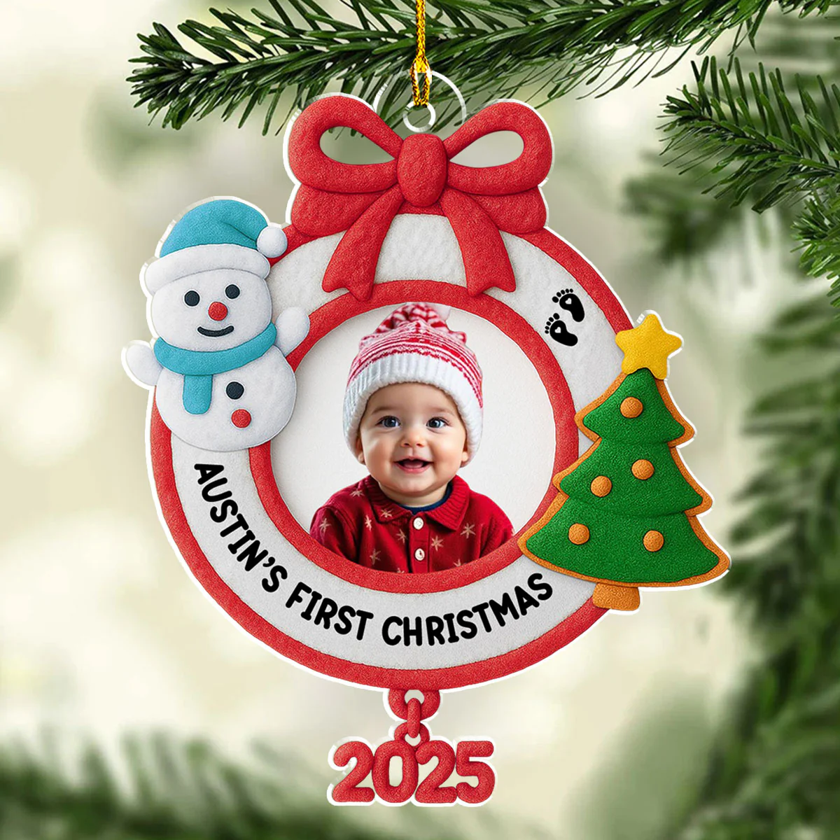 Precious Baby Christmas - Personalized Custom Acrylic Ornament - Image 3