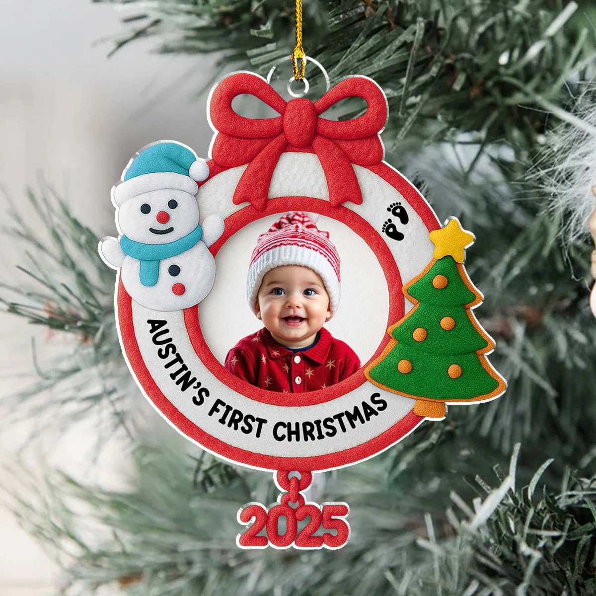Precious Baby Christmas - Personalized Custom Acrylic Ornament - Image 4