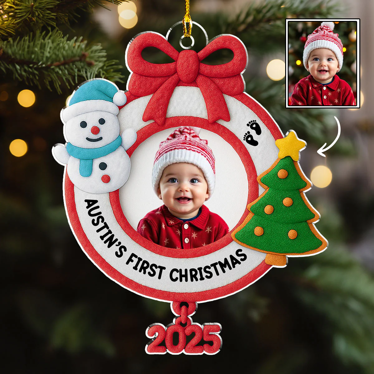 Precious Baby Christmas - Personalized Custom Acrylic Ornament - Image 5