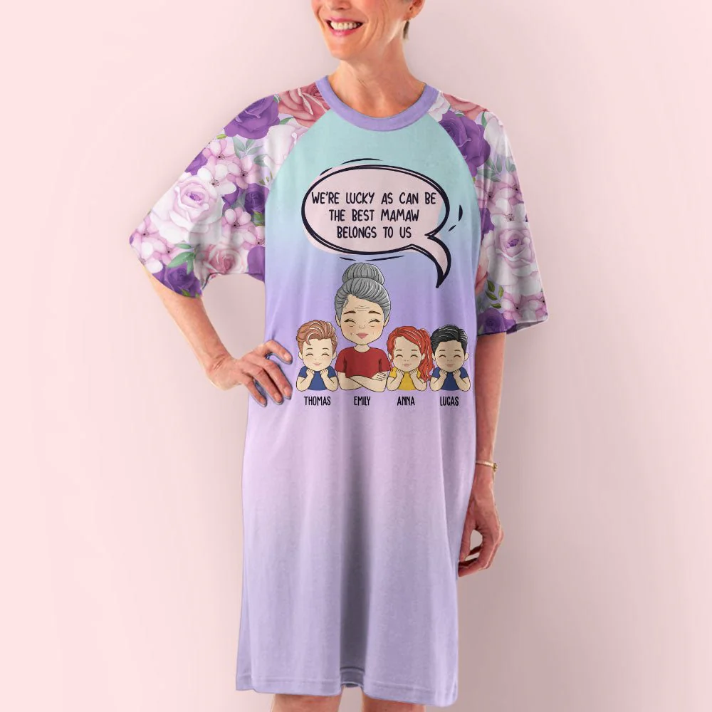 Precious Grandma Belongs To Us - Personalized Custom 3/4 Sleeve Dress - Image 3