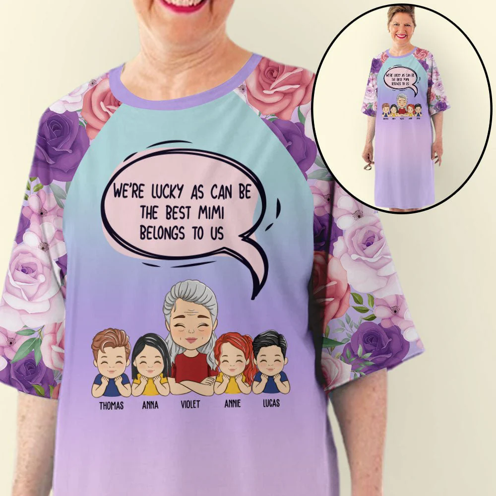 Precious Grandma Belongs To Us - Personalized Custom 3/4 Sleeve Dress - Image 4