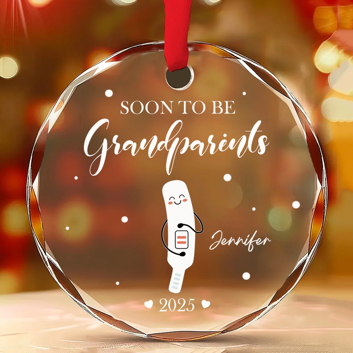 Pregnancy Announcement - Personalized Custom Glass Ornament - Image 2