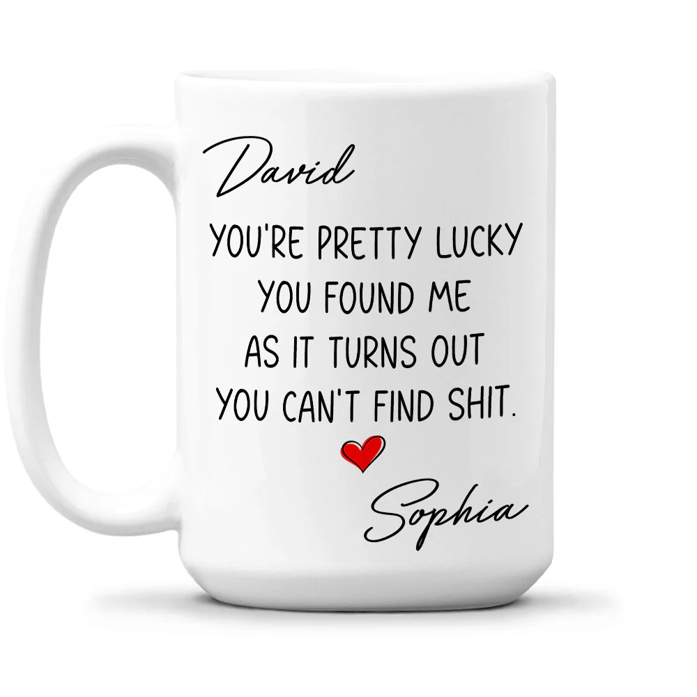 Pretty Lucky You - Personalized Custom Coffee Mug - Image 2