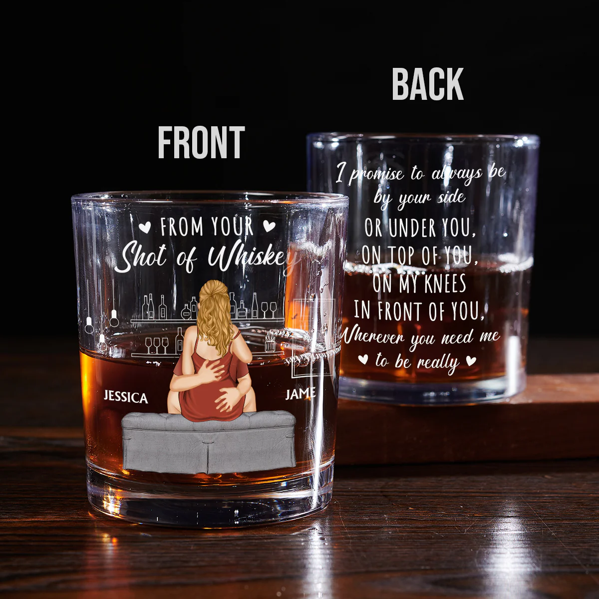 Promise To Always Be By Your Side - Personalized Custom Whiskey Glass - Image 3