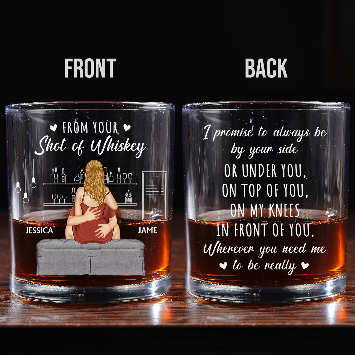 Promise To Always Be By Your Side - Personalized Custom Whiskey Glass - Image 6