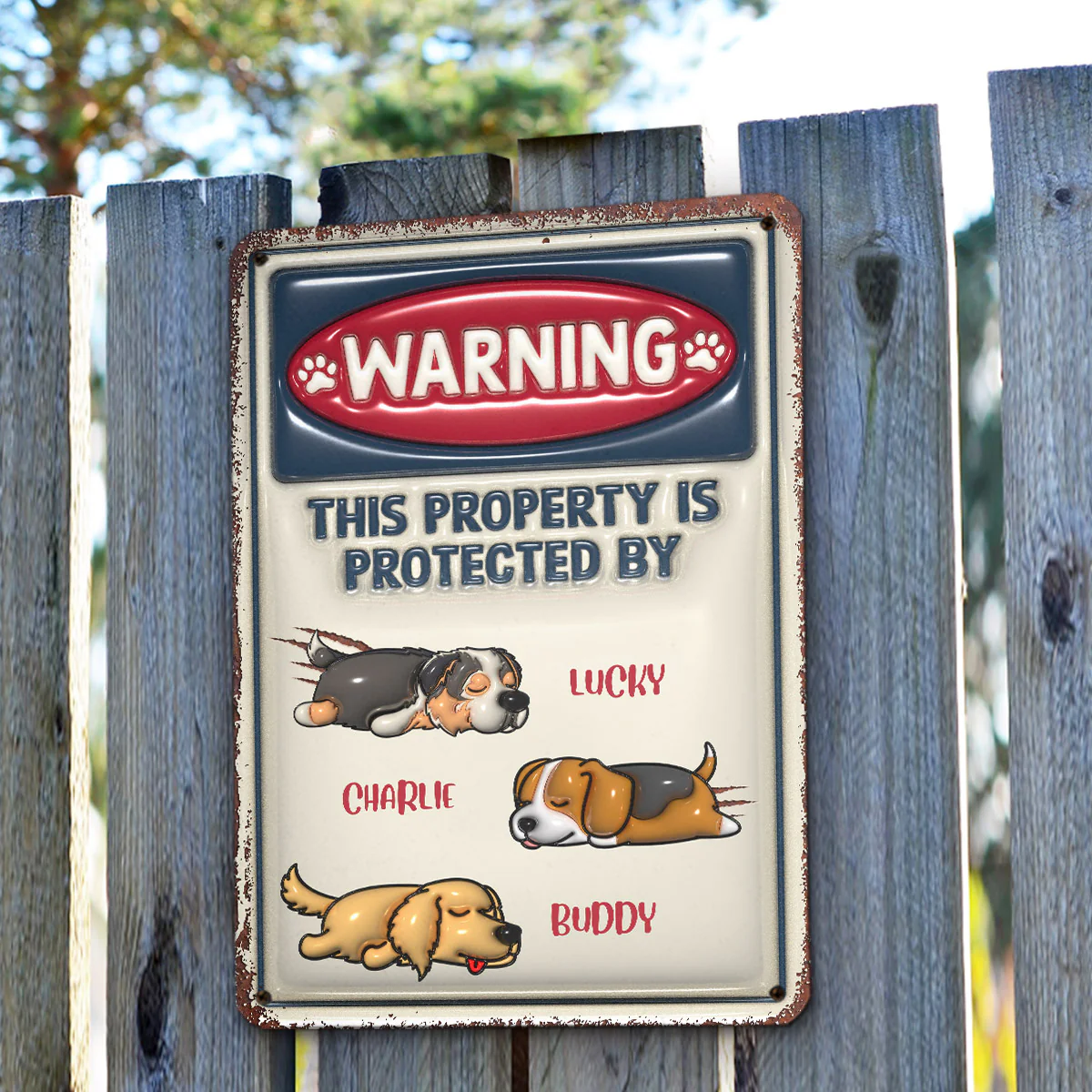 Property Is Protected By - Personalized Custom 3D Inflated Effect Metal Sign - Image 2