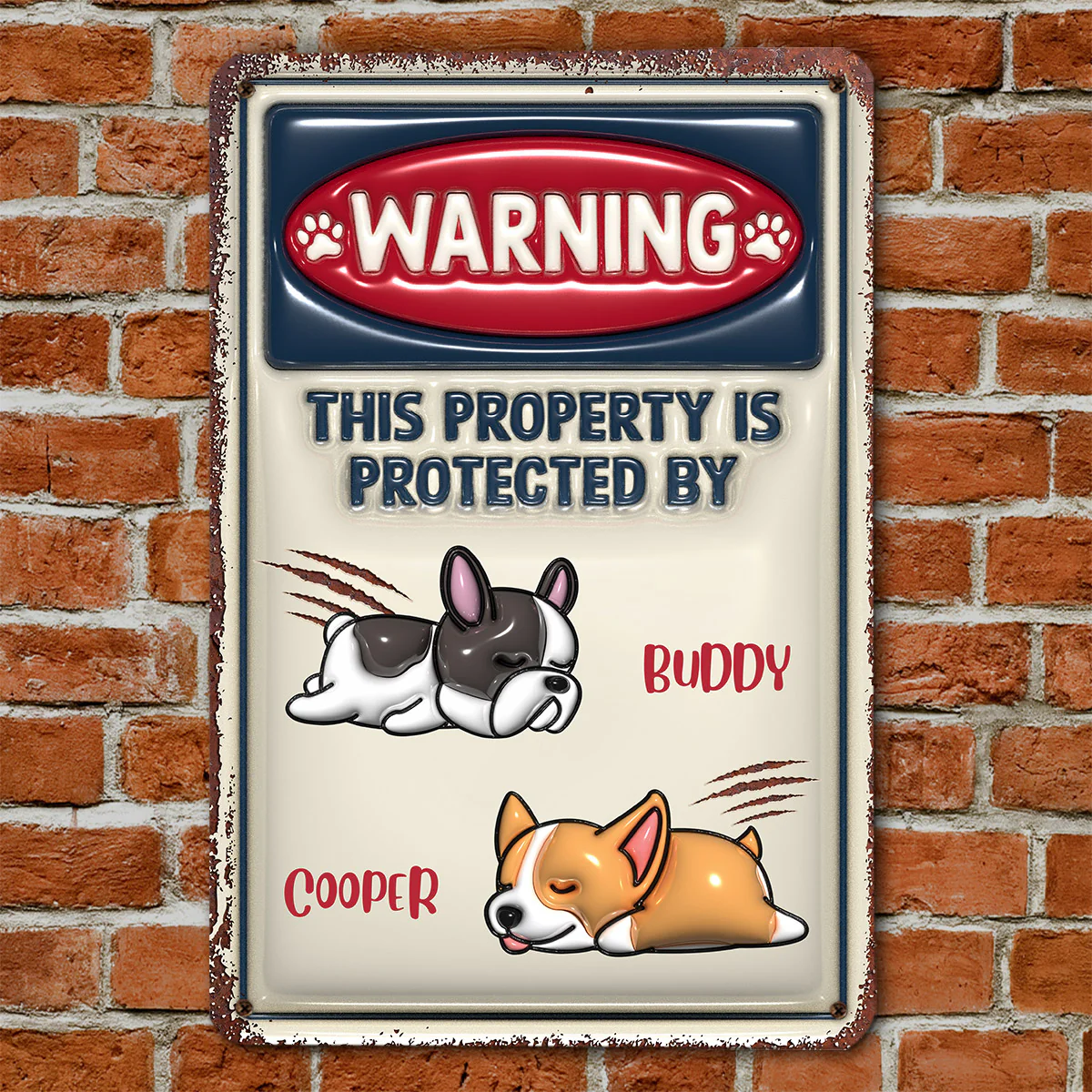 Property Is Protected By - Personalized Custom 3D Inflated Effect Metal Sign - Image 4