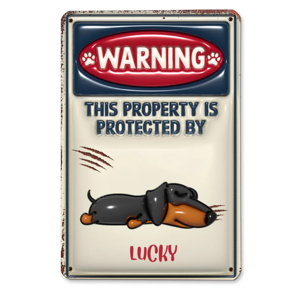 Property Is Protected By - Personalized Custom 3D Inflated Effect Metal Sign - Image 5
