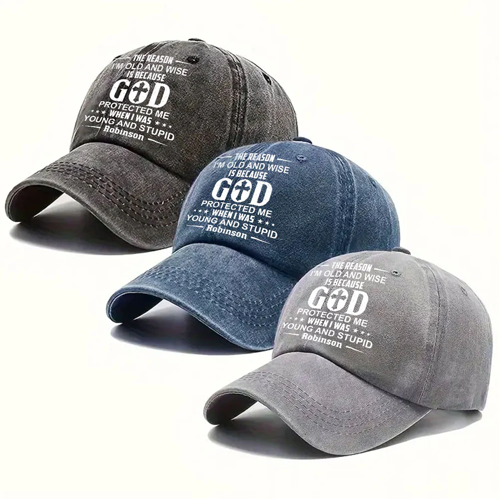 Protect Me - Personalized Custom Vintage Washed Denim Cap - Image 4