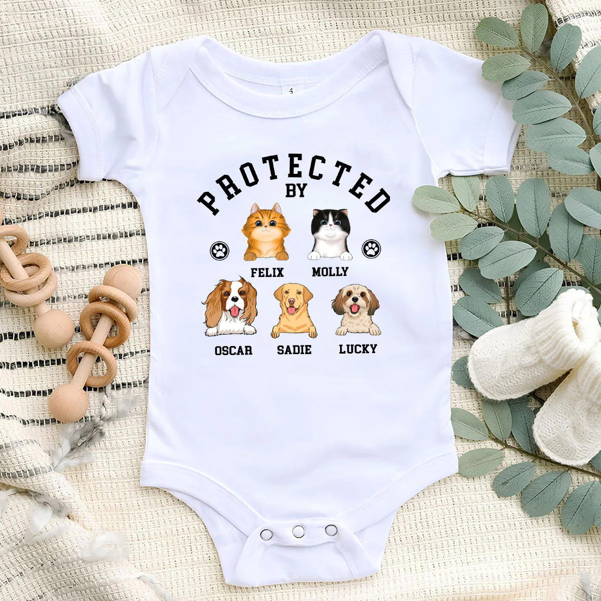 Protected By Pets - Personalized Custom Baby Onesie - Image 6
