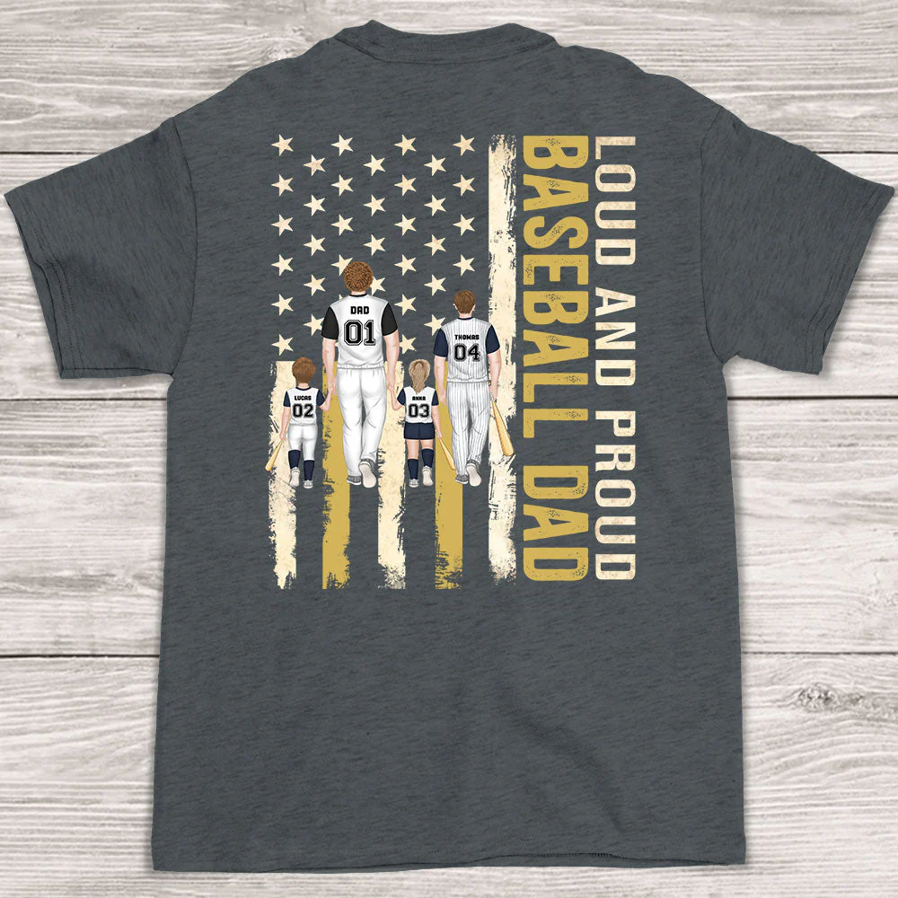 Proud Best Baseball Softball Dad Ever - Personalized Custom Shirt - Image 2