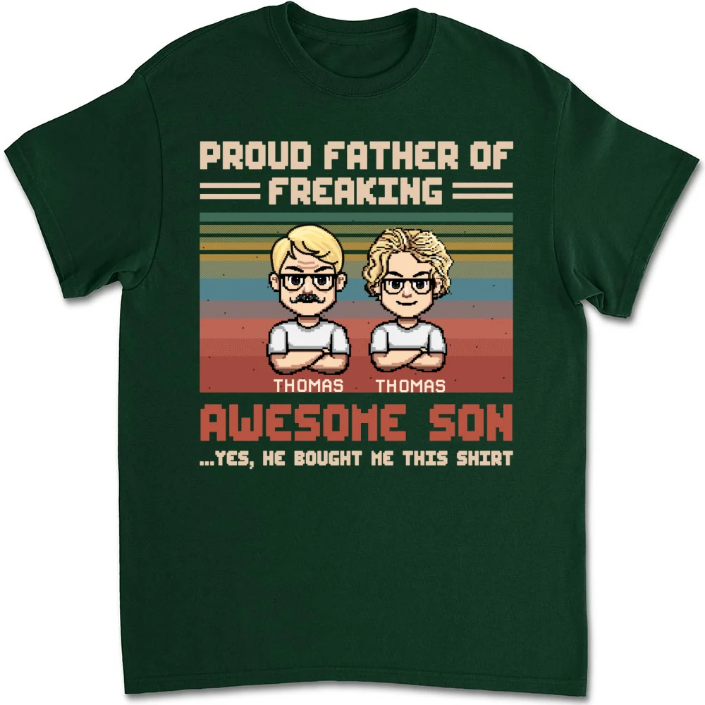 Proud Dad Of Freaking Awesome Kid - Personalized Custom Shirt - Image 10