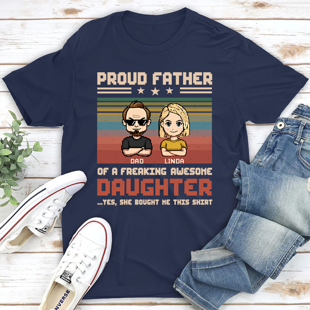 Proud Dad Of Freaking Awesome Kid - Personalized Custom Shirt - Image 4