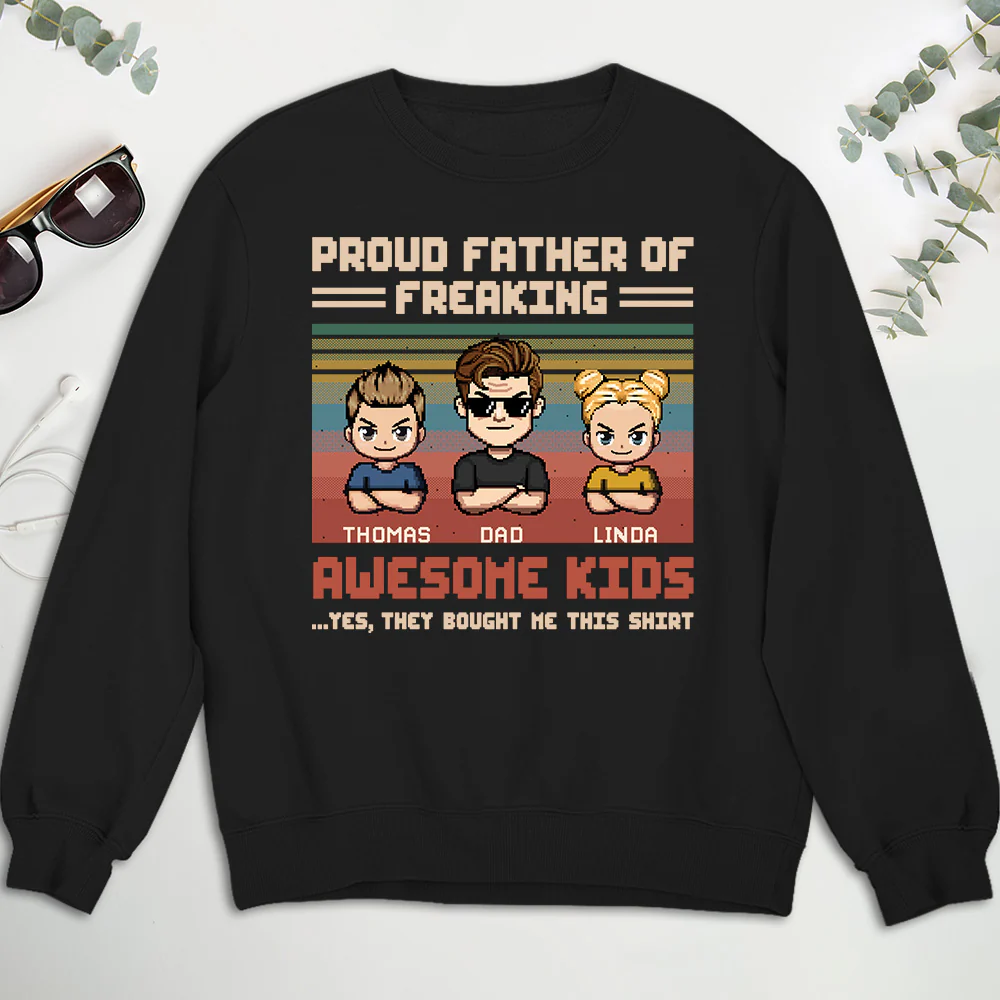 Proud Dad Of Freaking Awesome Kid - Personalized Custom Shirt - Image 5
