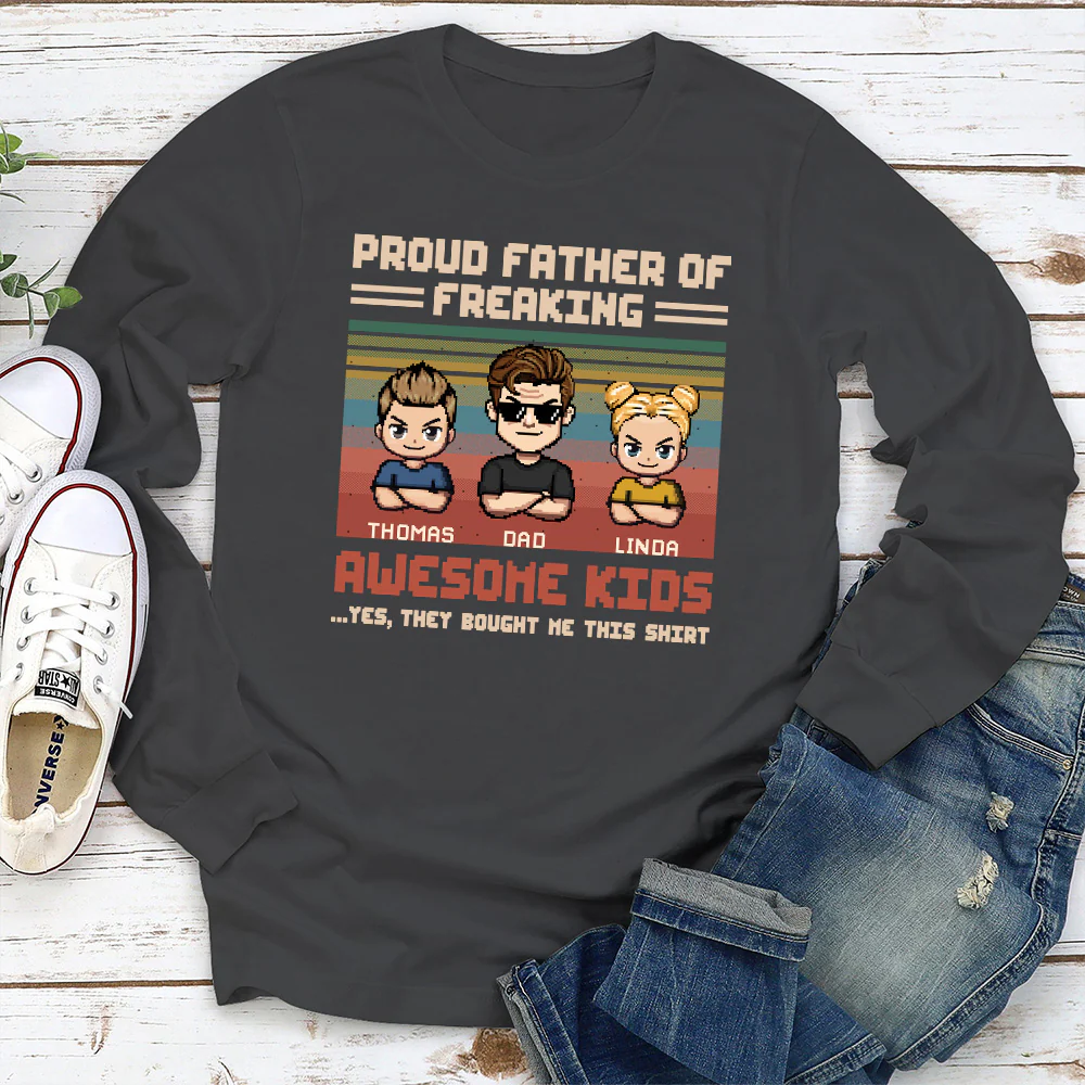 Proud Dad Of Freaking Awesome Kid - Personalized Custom Shirt - Image 6