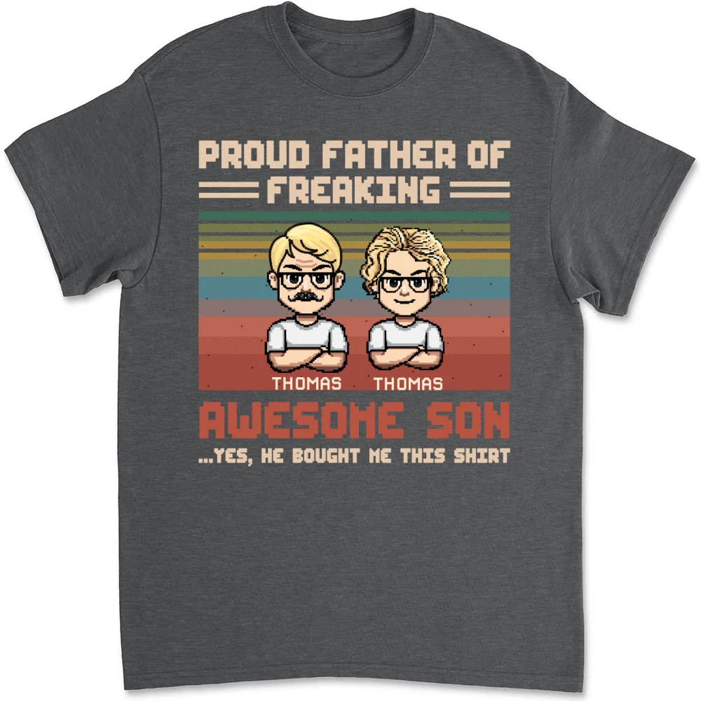 Proud Dad Of Freaking Awesome Kid - Personalized Custom Shirt - Image 9