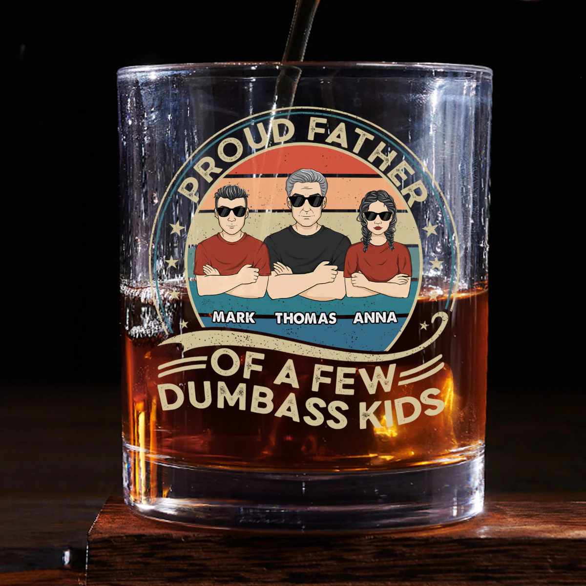 Proud Father Of A Few Kids - Personalized Custom Whiskey Glass - Image 2